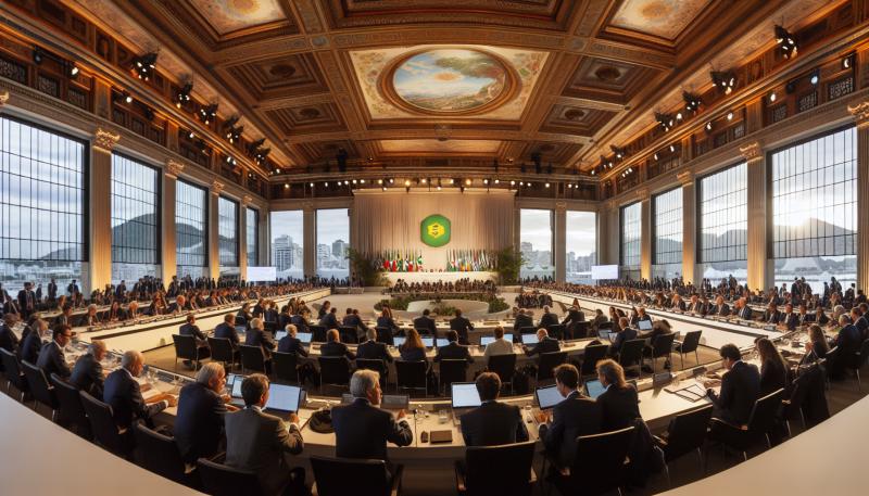 O sală de conferințe aglomerată la Summitul Climatic Global 2026 din Rio de Janeiro